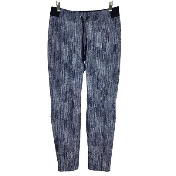 Athleta Batik Midtown Ankle Pant 6 Blue Spot Microfiber Reflective Cuffs Pull On - Picture 1 of 11